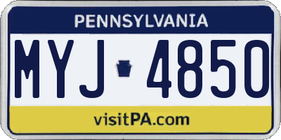 PA license plate MYJ4850