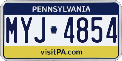 PA license plate MYJ4854