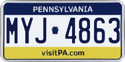 PA license plate MYJ4863