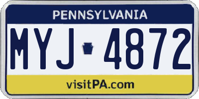 PA license plate MYJ4872