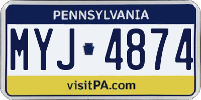 PA license plate MYJ4874