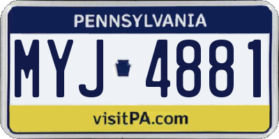 PA license plate MYJ4881