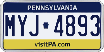 PA license plate MYJ4893