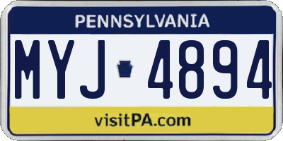 PA license plate MYJ4894