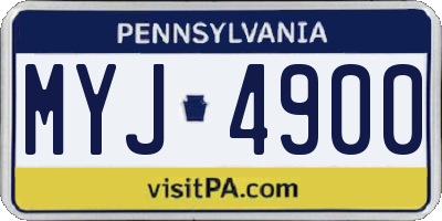 PA license plate MYJ4900