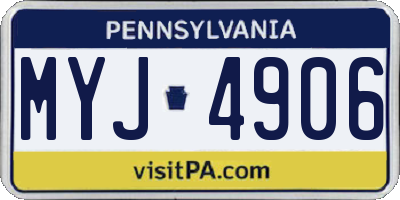 PA license plate MYJ4906