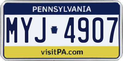 PA license plate MYJ4907