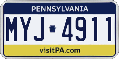 PA license plate MYJ4911