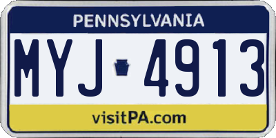 PA license plate MYJ4913