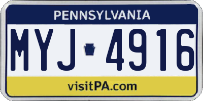 PA license plate MYJ4916