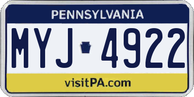 PA license plate MYJ4922