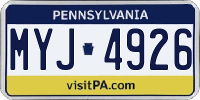 PA license plate MYJ4926