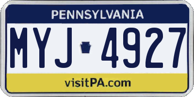 PA license plate MYJ4927