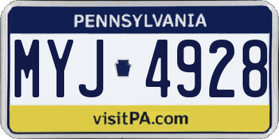 PA license plate MYJ4928