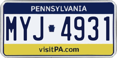 PA license plate MYJ4931