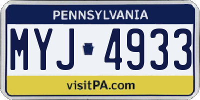 PA license plate MYJ4933
