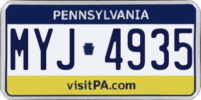 PA license plate MYJ4935