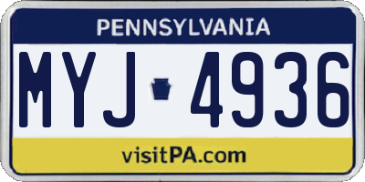 PA license plate MYJ4936