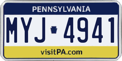 PA license plate MYJ4941