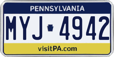 PA license plate MYJ4942