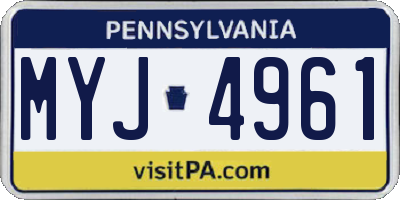 PA license plate MYJ4961