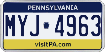 PA license plate MYJ4963