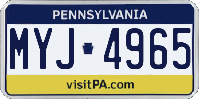 PA license plate MYJ4965