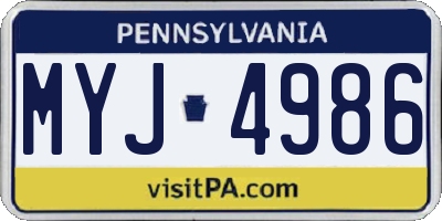 PA license plate MYJ4986