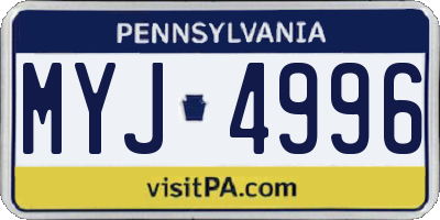 PA license plate MYJ4996
