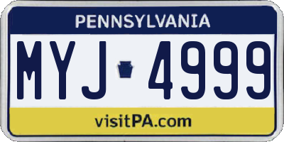 PA license plate MYJ4999