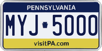 PA license plate MYJ5000