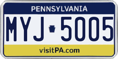 PA license plate MYJ5005
