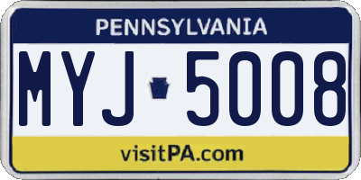 PA license plate MYJ5008
