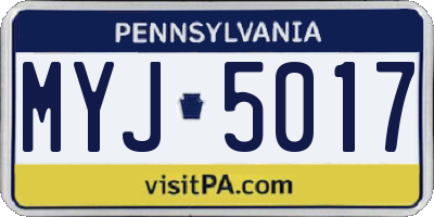 PA license plate MYJ5017