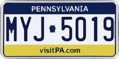 PA license plate MYJ5019