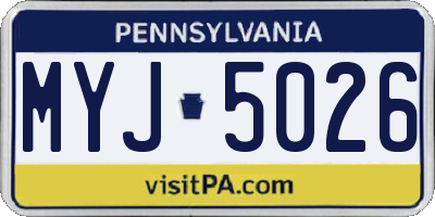 PA license plate MYJ5026