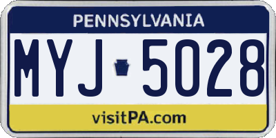 PA license plate MYJ5028