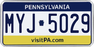 PA license plate MYJ5029