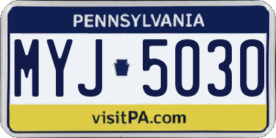 PA license plate MYJ5030