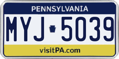 PA license plate MYJ5039