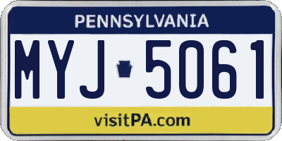 PA license plate MYJ5061