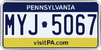 PA license plate MYJ5067