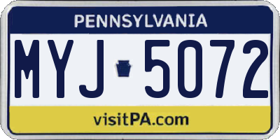 PA license plate MYJ5072