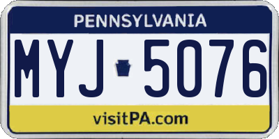 PA license plate MYJ5076