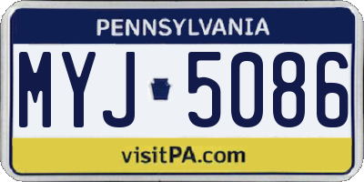 PA license plate MYJ5086
