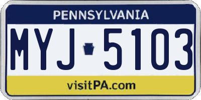 PA license plate MYJ5103