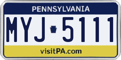 PA license plate MYJ5111