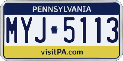 PA license plate MYJ5113
