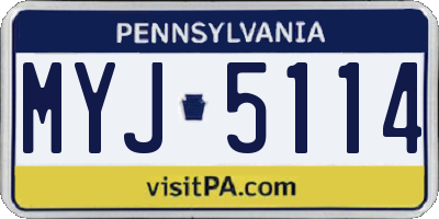 PA license plate MYJ5114