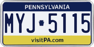 PA license plate MYJ5115